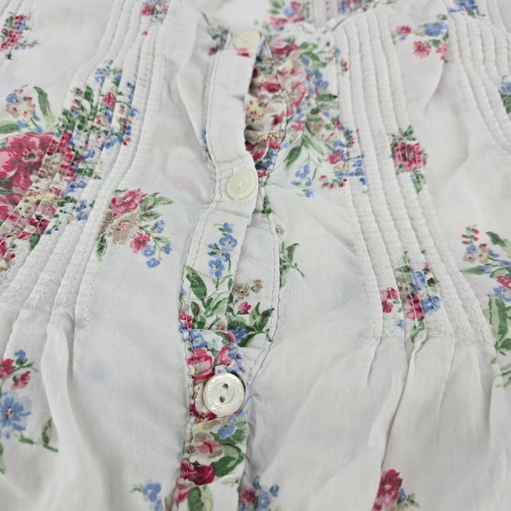 Laura Ashley Floral Nightgown Nap Sleep Dress White Pink Vintage 90s M Pintucks - Picture 6 of 9